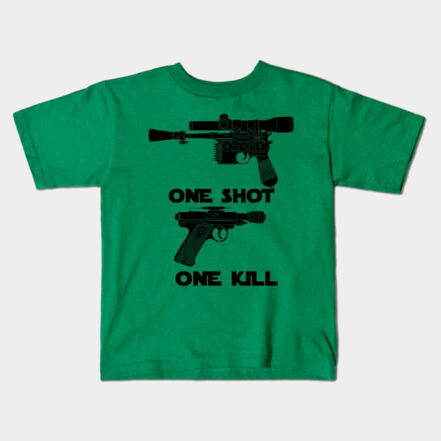 One Shot, One Kill Kids T-Shirt by DistractedGeek